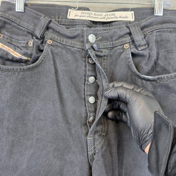 Vintage Diesel Jeans Mens 33 Black Saddle Button Fly Made in Italy 90s Denim - Picture 2 of 14